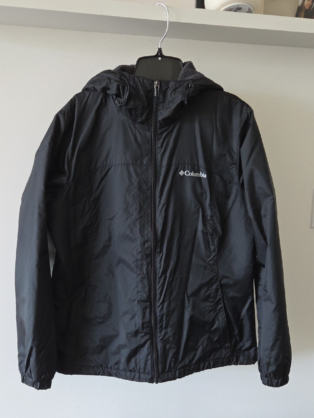 Columbia Black Hooded Raincoat Jacket